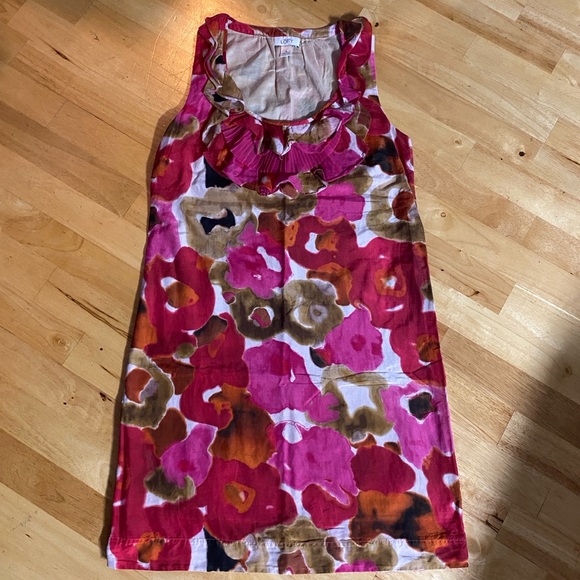 Ann Taylor Loft Silk Blend Floral Sleeveless Mini Dress Ruffle - Picture 6 of 13